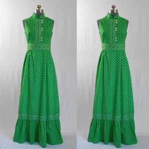 Hear Say | Vintage 1970s Green Prairie Maxi Dress
